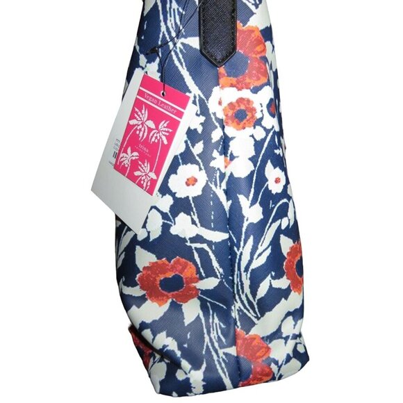 Trina Turk Kardin De Paris Floral Poppies Vegan Leather Double Handle Tote NWT - Picture 3 of 12